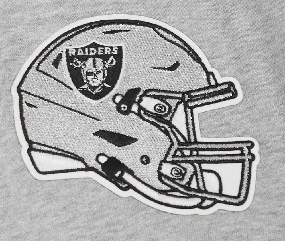 NFL LAS VEGAS RAIDERS OLD ENGLISH MEN'S PULLOVER HOODIE (HEATHER GREY)
