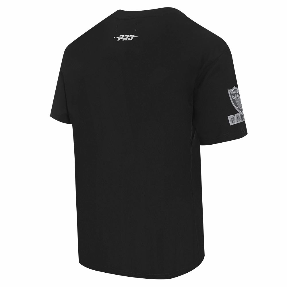 NFL LAS VEGAS RAIDERS REVERSE FRENCH TERRY MEN'S COTTON JERSEY DROP SHOULDER TEE (BLACK)