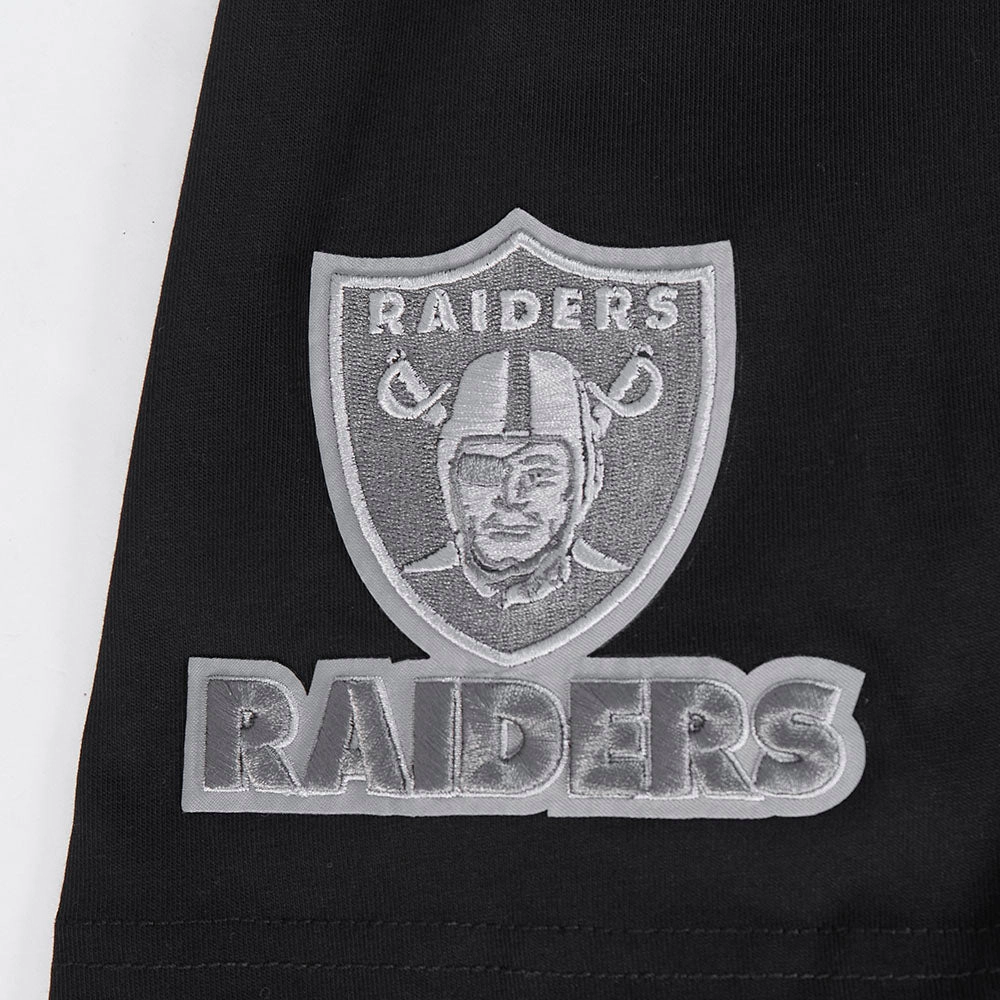 NFL LAS VEGAS RAIDERS REVERSE FRENCH TERRY MEN'S COTTON JERSEY DROP SHOULDER TEE (BLACK)