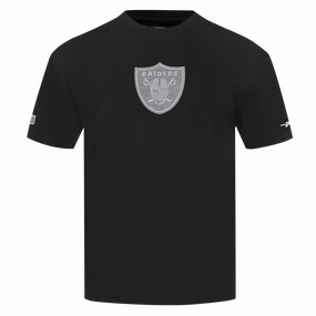 NFL LAS VEGAS RAIDERS REVERSE FRENCH TERRY MEN'S COTTON JERSEY DROP SHOULDER TEE (BLACK)