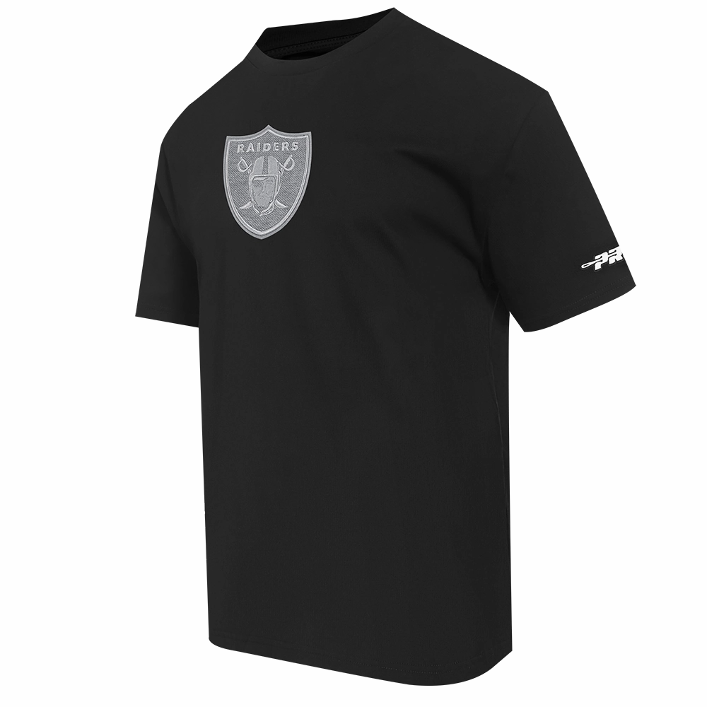 NFL LAS VEGAS RAIDERS REVERSE FRENCH TERRY MEN'S COTTON JERSEY DROP SHOULDER TEE (BLACK)