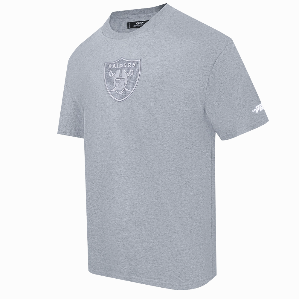 NFL LAS VEGAS RAIDERS REVERSE FRENCH TERRY MEN'S COTTON JERSEY DROP SHOULDER TEE (DARK HEATHER GRAY)