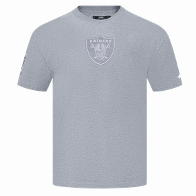 NFL LAS VEGAS RAIDERS REVERSE FRENCH TERRY MEN'S COTTON JERSEY DROP SHOULDER TEE (DARK HEATHER GRAY)