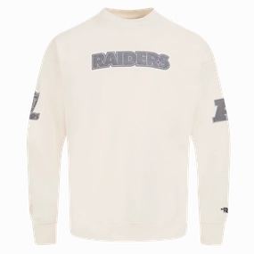 NFL LAS VEGAS RAIDERS REVERSE FRENCH TERRY MEN'S DROP SHOULDER FLEECE CREWNECK (EGGSHELL)