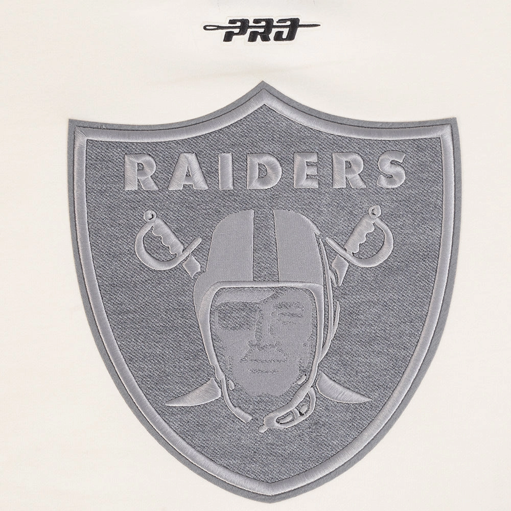 NFL LAS VEGAS RAIDERS REVERSE FRENCH TERRY MEN'S DROP SHOULDER FLEECE CREWNECK (EGGSHELL)