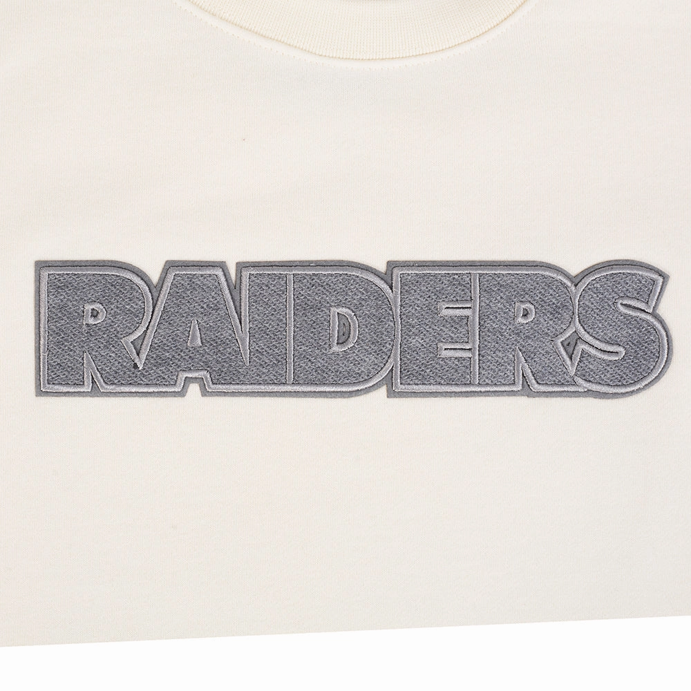 NFL LAS VEGAS RAIDERS REVERSE FRENCH TERRY MEN'S DROP SHOULDER FLEECE CREWNECK (EGGSHELL)