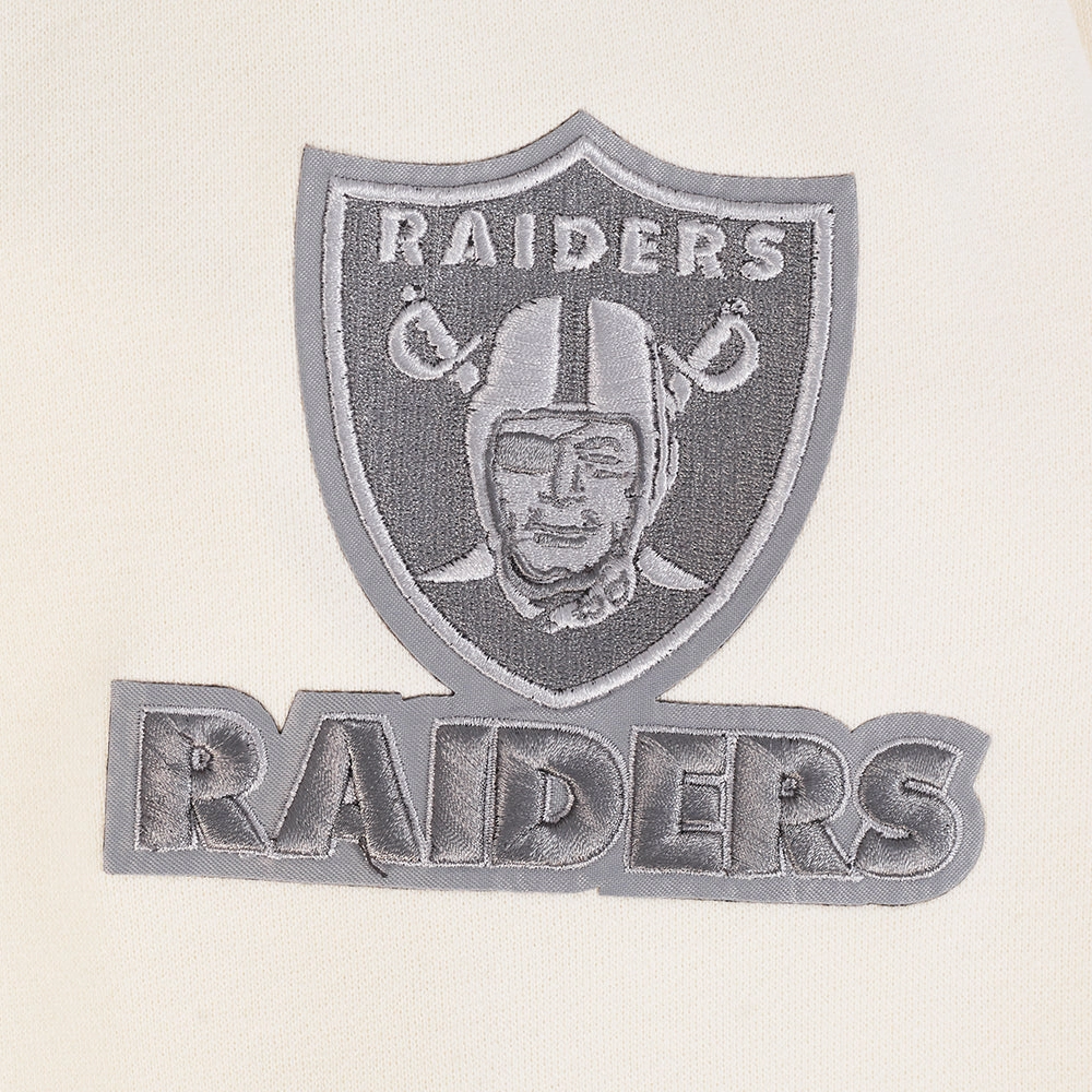 NFL LAS VEGAS RAIDERS REVERSE FRENCH TERRY MEN'S DROP SHOULDER FLEECE CREWNECK (EGGSHELL)