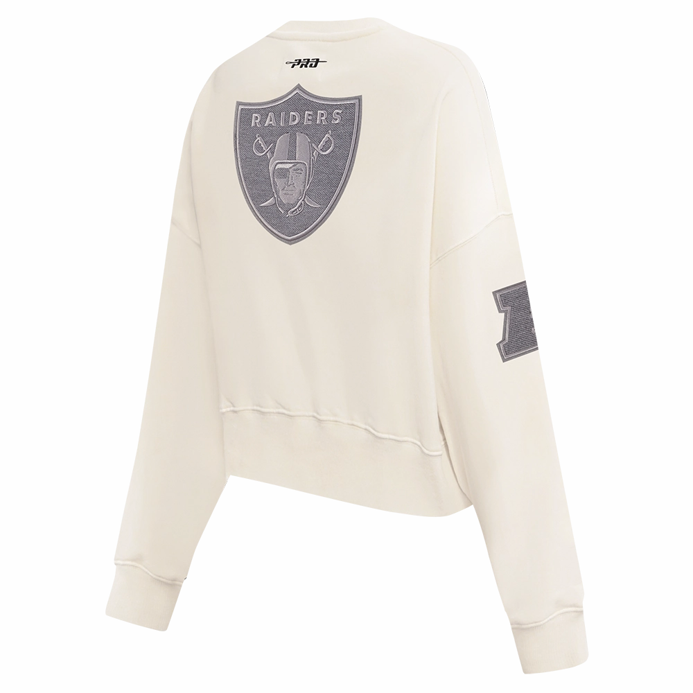 NFL LAS VEGAS RAIDERS REVERSE FRENCH TERRY WOMEN'S FLEECE CREWNECK (EGGSHELL)