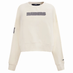 NFL LAS VEGAS RAIDERS REVERSE FRENCH TERRY WOMEN'S FLEECE CREWNECK (EGGSHELL)