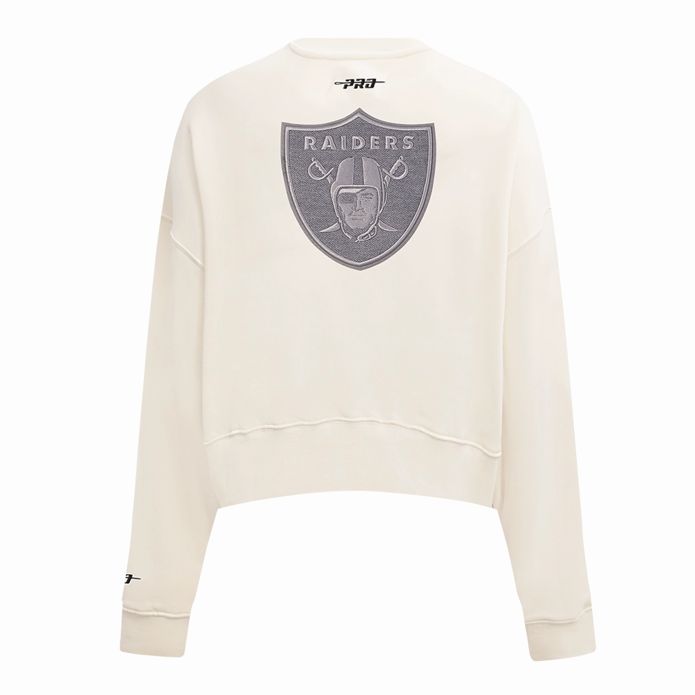 NFL LAS VEGAS RAIDERS REVERSE FRENCH TERRY WOMEN'S FLEECE CREWNECK (EGGSHELL)