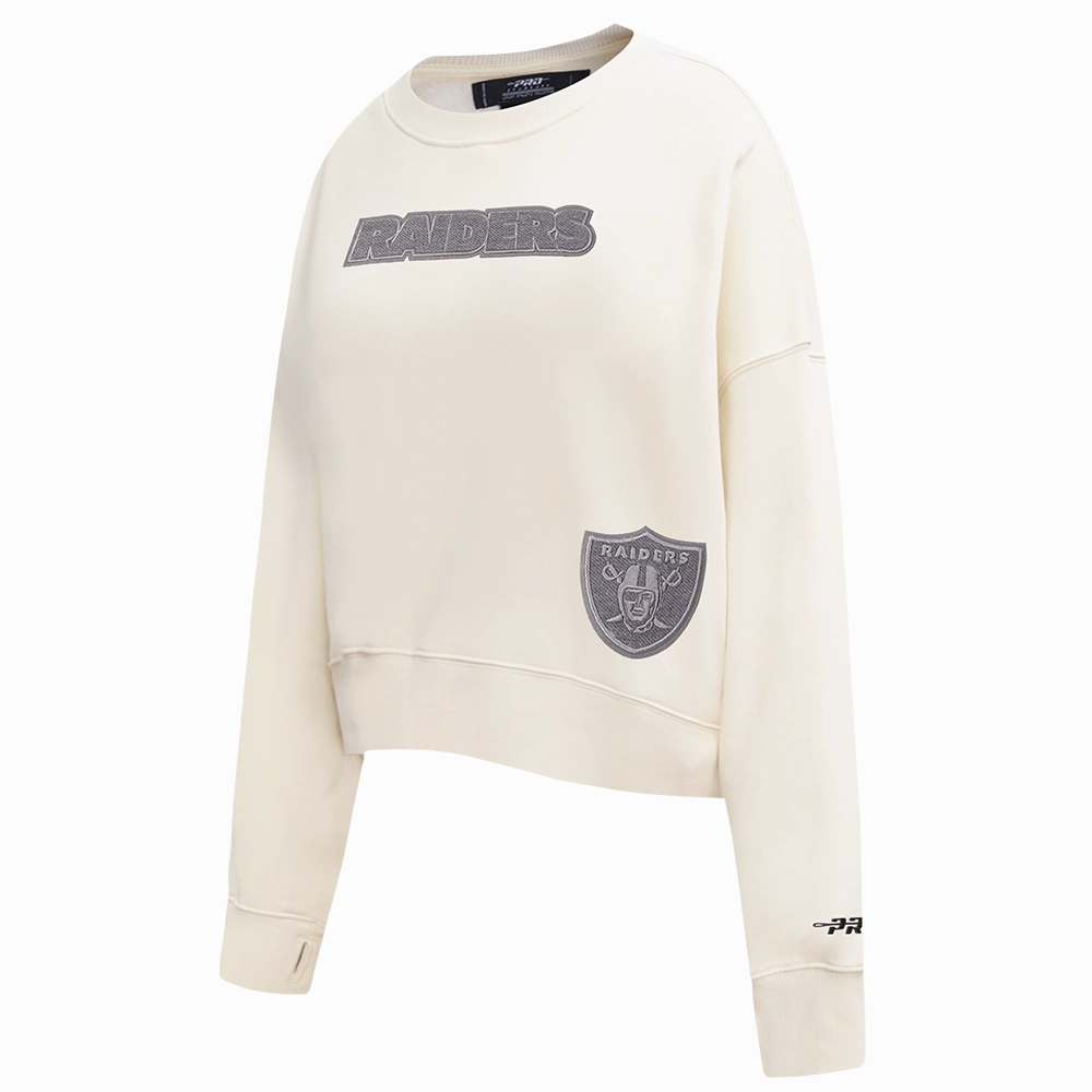 NFL LAS VEGAS RAIDERS REVERSE FRENCH TERRY WOMEN'S FLEECE CREWNECK (EGGSHELL)