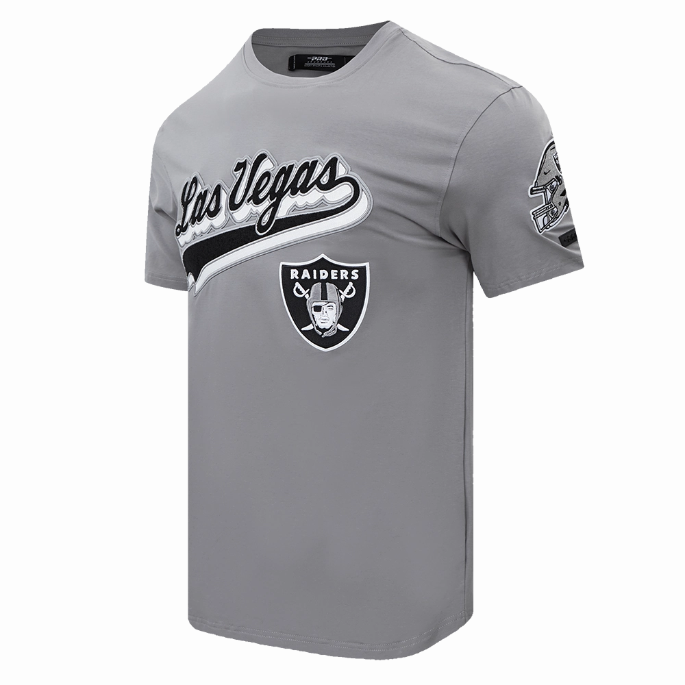 NFL LAS VEGAS RAIDERS SCRIPT TAIL MEN'S   TEE (GRAY)
