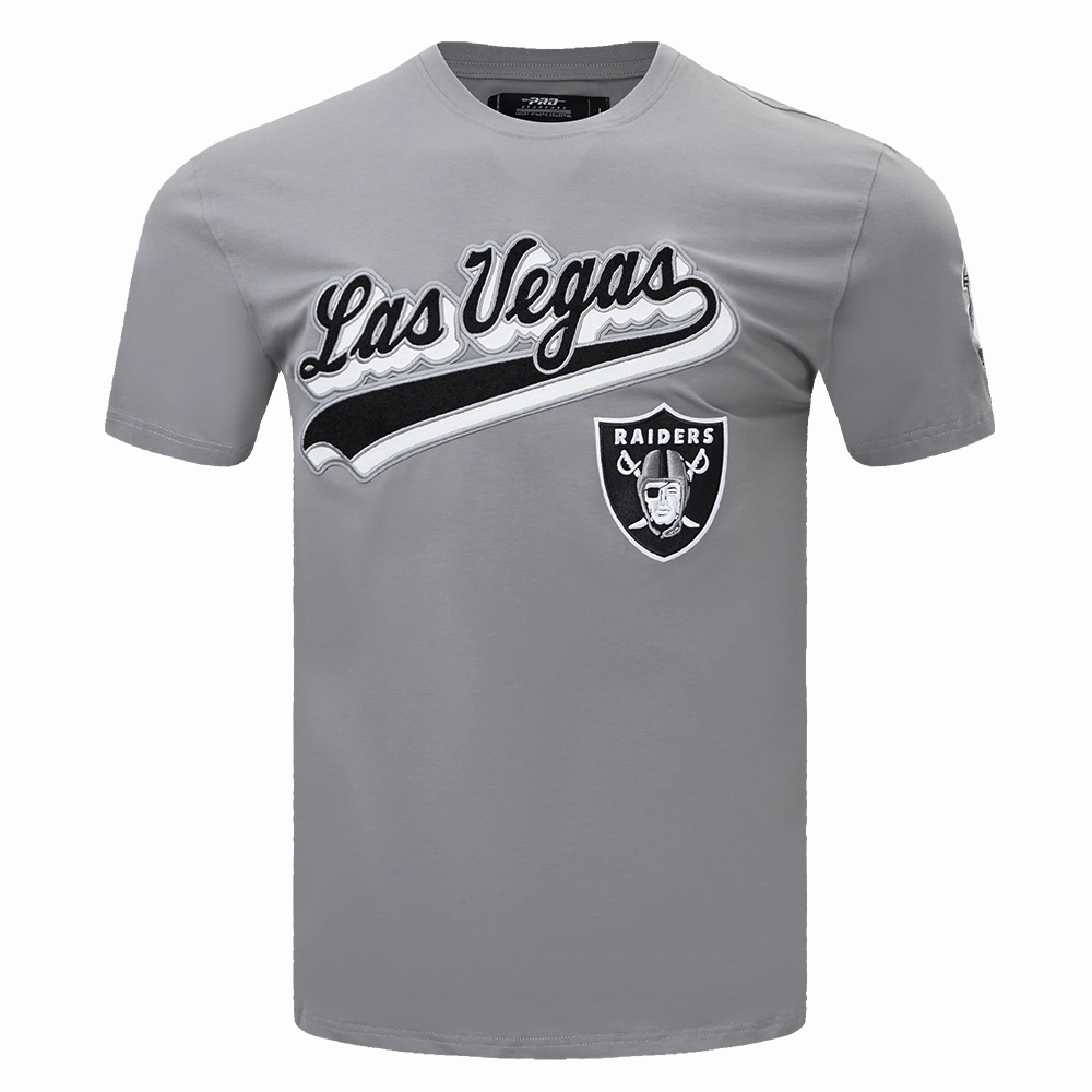 NFL LAS VEGAS RAIDERS SCRIPT TAIL MEN'S   TEE (GRAY)