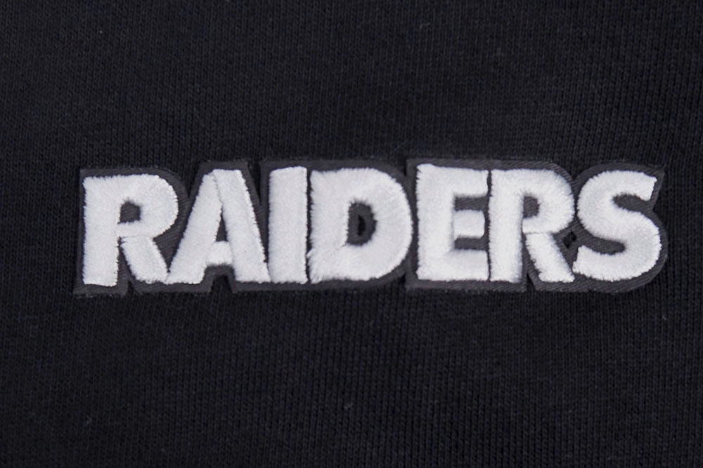 NFL LAS VEGAS RAIDERS SCRIPT TAIL MEN'S RIB FLEECE PULLOVER HOODIE (BLACK/GRAY)
