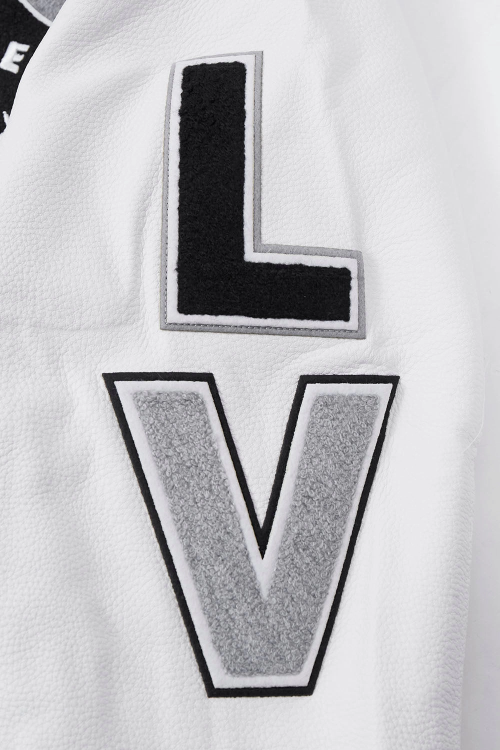 NFL LAS VEGAS RAIDERS SCRIPT TAIL MEN'S RIB WOOL VARSITY JACKET (HEATHER GREY/WHITE/BLACK)