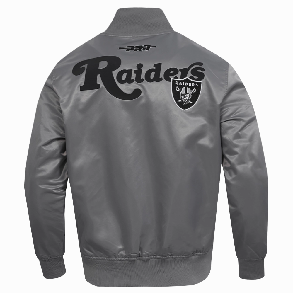 NFL LAS VEGAS RAIDERS SOUVENIR MEN'S SATIN JACKET (GRAY)