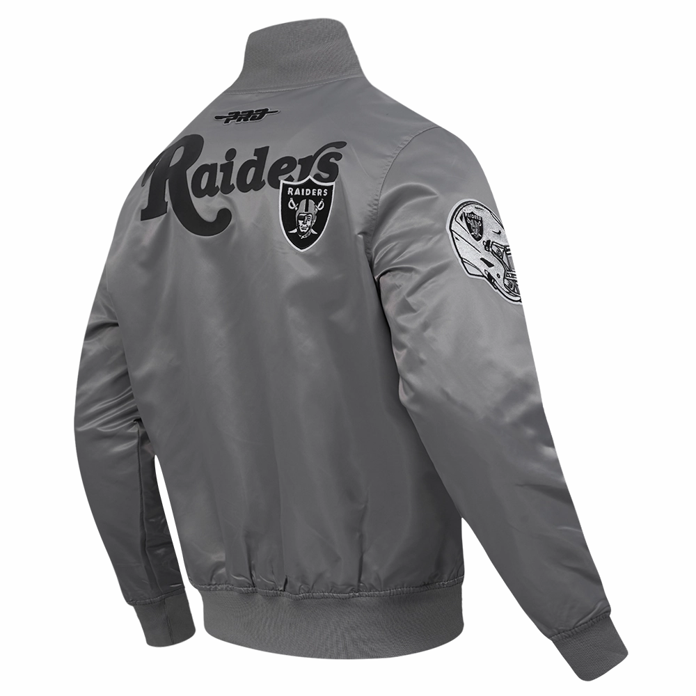 NFL LAS VEGAS RAIDERS SOUVENIR MEN'S SATIN JACKET (GRAY)
