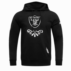 NFL LAS VEGAS RAIDERS SUGAR SKULL MEN'S FLEECE PULLOVER HOODIE (BLACK)