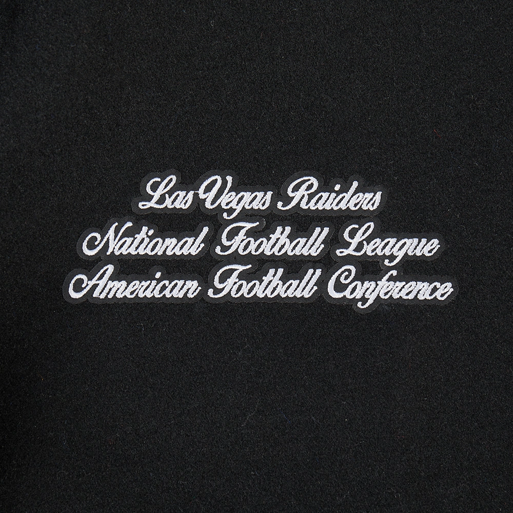 NFL LAS VEGAS RAIDERS TEAM PENNANTS MEN'S RIB WOOL VARSITY JACKET (BLACK/GRAY)