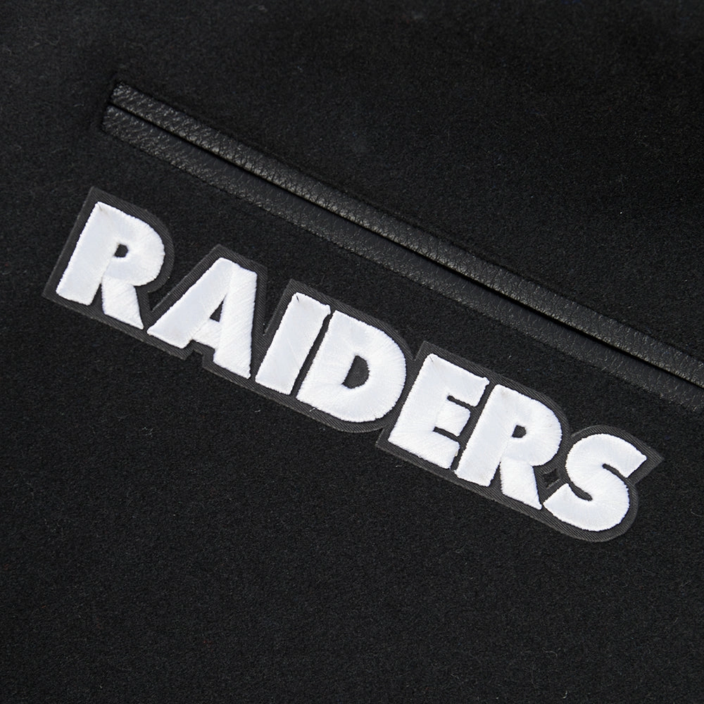 NFL LAS VEGAS RAIDERS TEAM PENNANTS MEN'S RIB WOOL VARSITY JACKET (BLACK/GRAY)