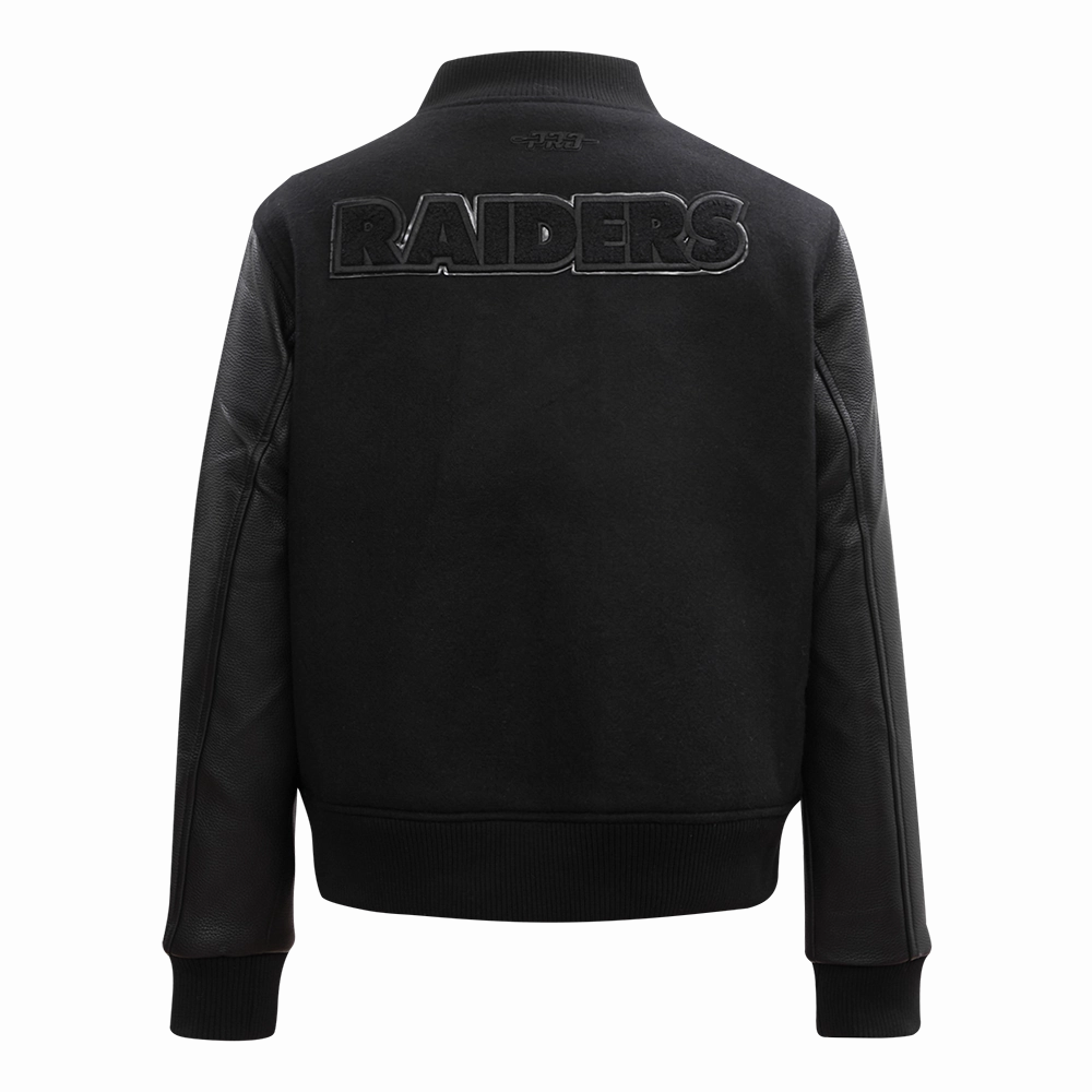 NFL LAS VEGAS RAIDERS TRIPLE BLACK WOOL WOMEN'S VARSITY JACKET (TRIPLE BLACK)