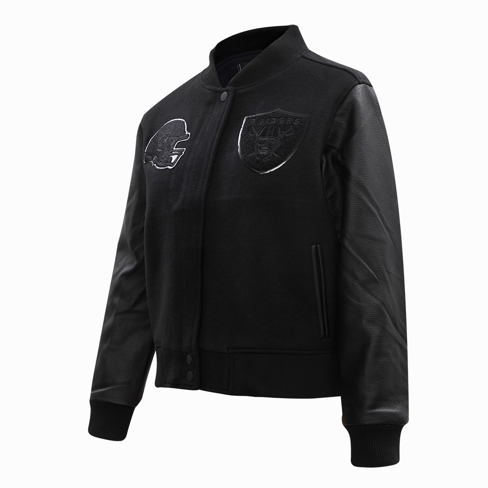 NFL LAS VEGAS RAIDERS TRIPLE BLACK WOOL WOMEN'S VARSITY JACKET (TRIPLE BLACK)