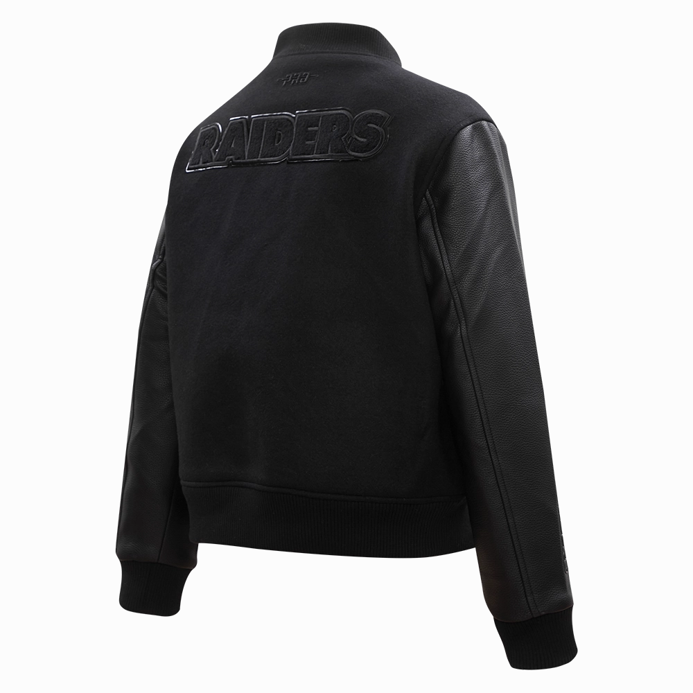 NFL LAS VEGAS RAIDERS TRIPLE BLACK WOOL WOMEN'S VARSITY JACKET (TRIPLE BLACK)