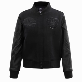 NFL LAS VEGAS RAIDERS TRIPLE BLACK WOOL WOMEN'S VARSITY JACKET (TRIPLE BLACK)