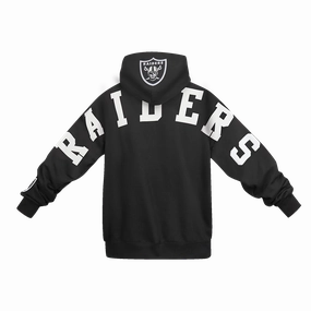 NFL LAS VEGAS RAIDERS WINGSPAN MEN'S DROP SHOULDER FLEECE PULLOVER HOODIE (BLACK)