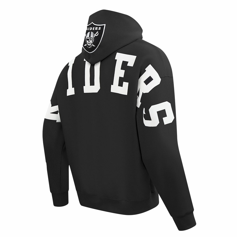 NFL LAS VEGAS RAIDERS WINGSPAN MEN'S DROP SHOULDER FLEECE PULLOVER HOODIE (BLACK)