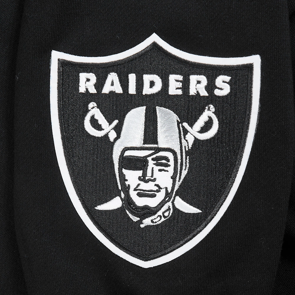 NFL LAS VEGAS RAIDERS WINGSPAN MEN'S DROP SHOULDER FLEECE PULLOVER HOODIE (BLACK)