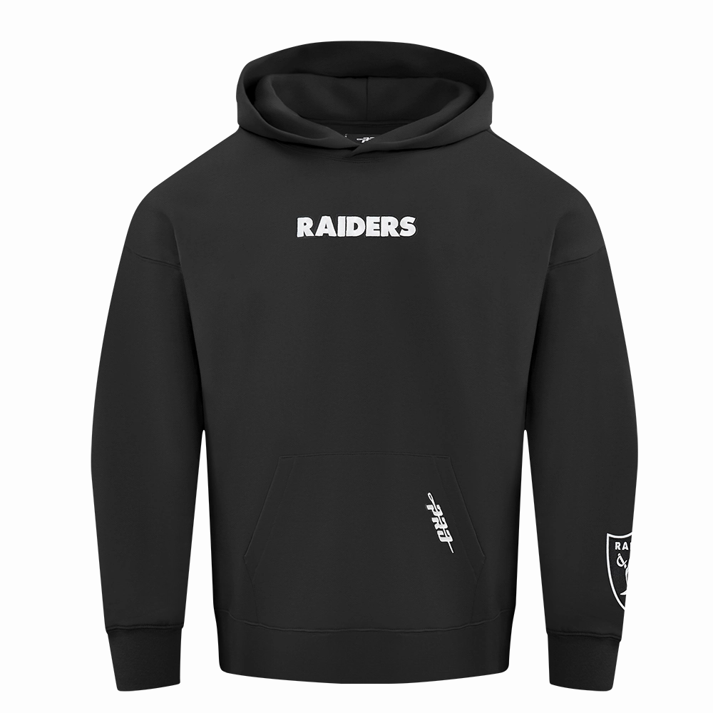 NFL LAS VEGAS RAIDERS WINGSPAN MEN'S DROP SHOULDER FLEECE PULLOVER HOODIE (BLACK)