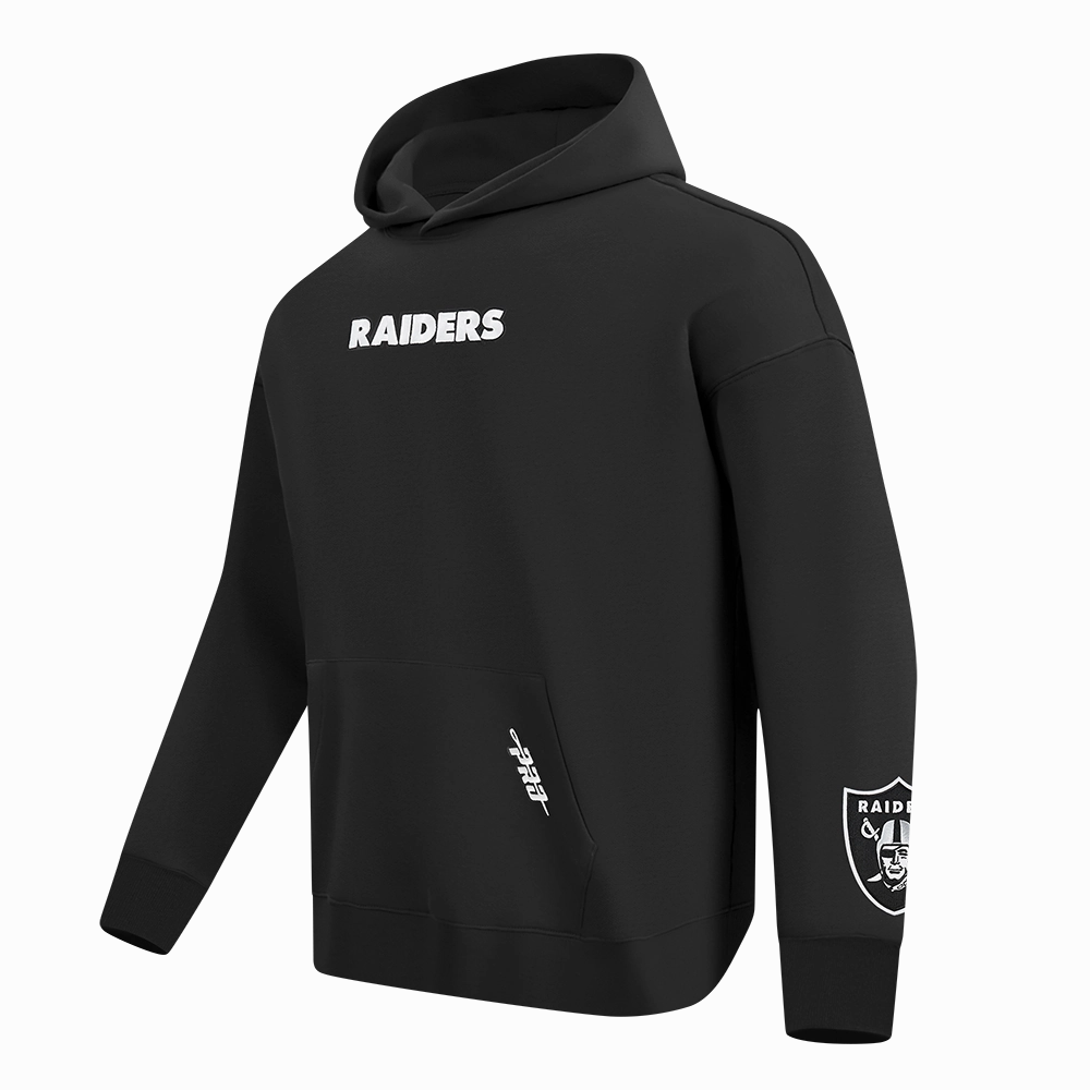 NFL LAS VEGAS RAIDERS WINGSPAN MEN'S DROP SHOULDER FLEECE PULLOVER HOODIE (BLACK)