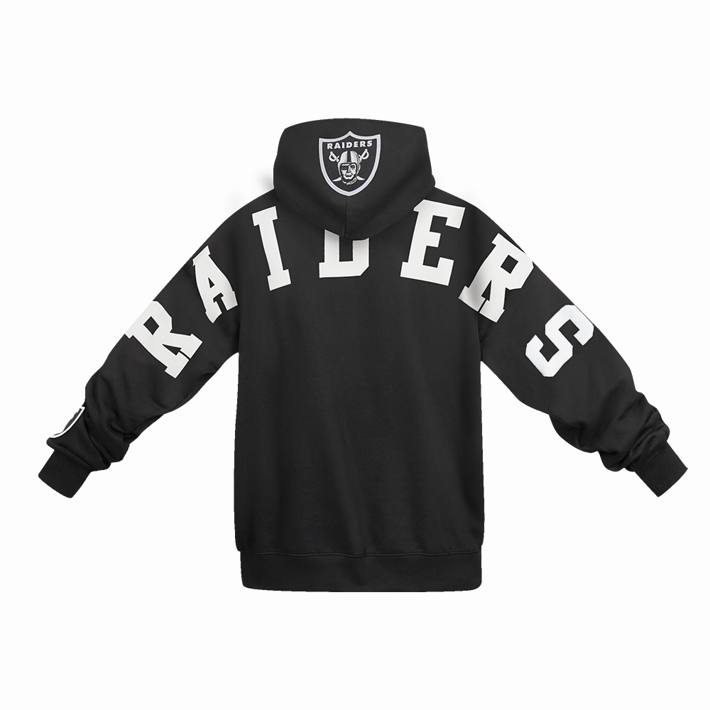 NFL LAS VEGAS RAIDERS WINGSPAN MEN'S DROP SHOULDER FLEECE PULLOVER HOODIE (BLACK)