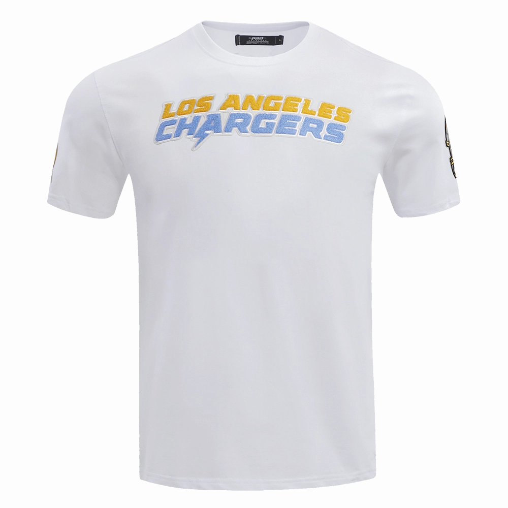 NFL LOS ANGELES CHARGERS CLASSIC CHENILLE MEN'S SINGLE JERSEY TEE (WHITE)