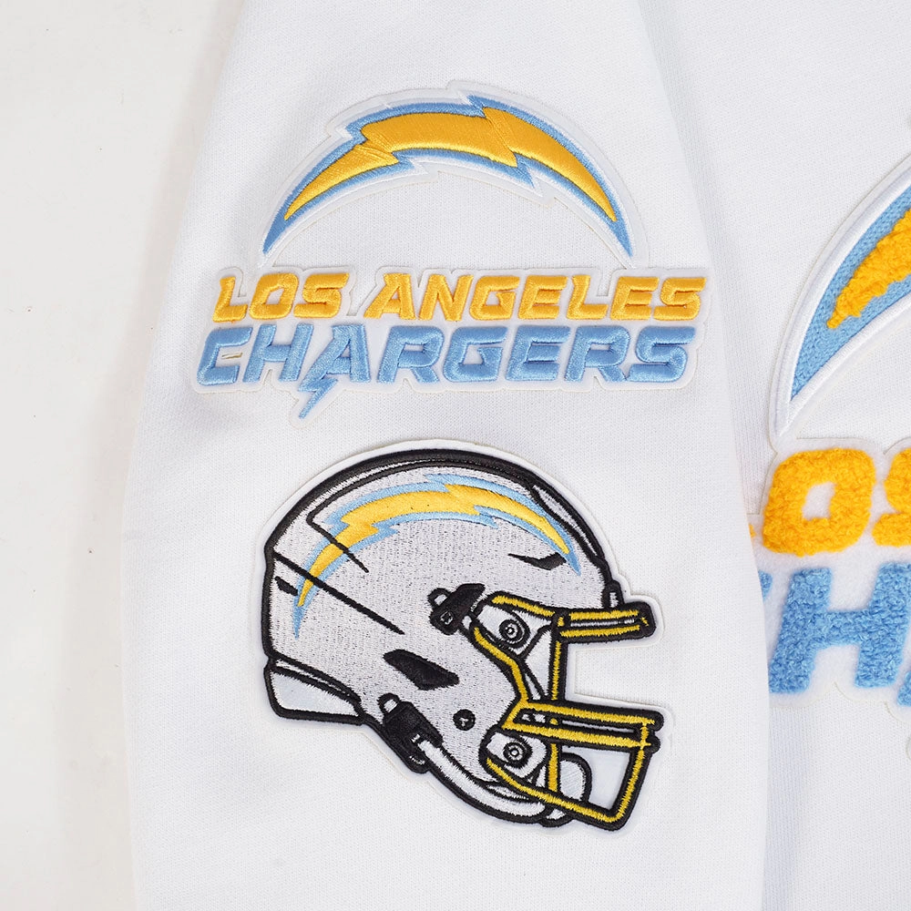NFL LOS ANGELES CHARGERS MASHUP MEN'S RIB PO HOODIE (WHITE/UNIVERSITY BLUE)