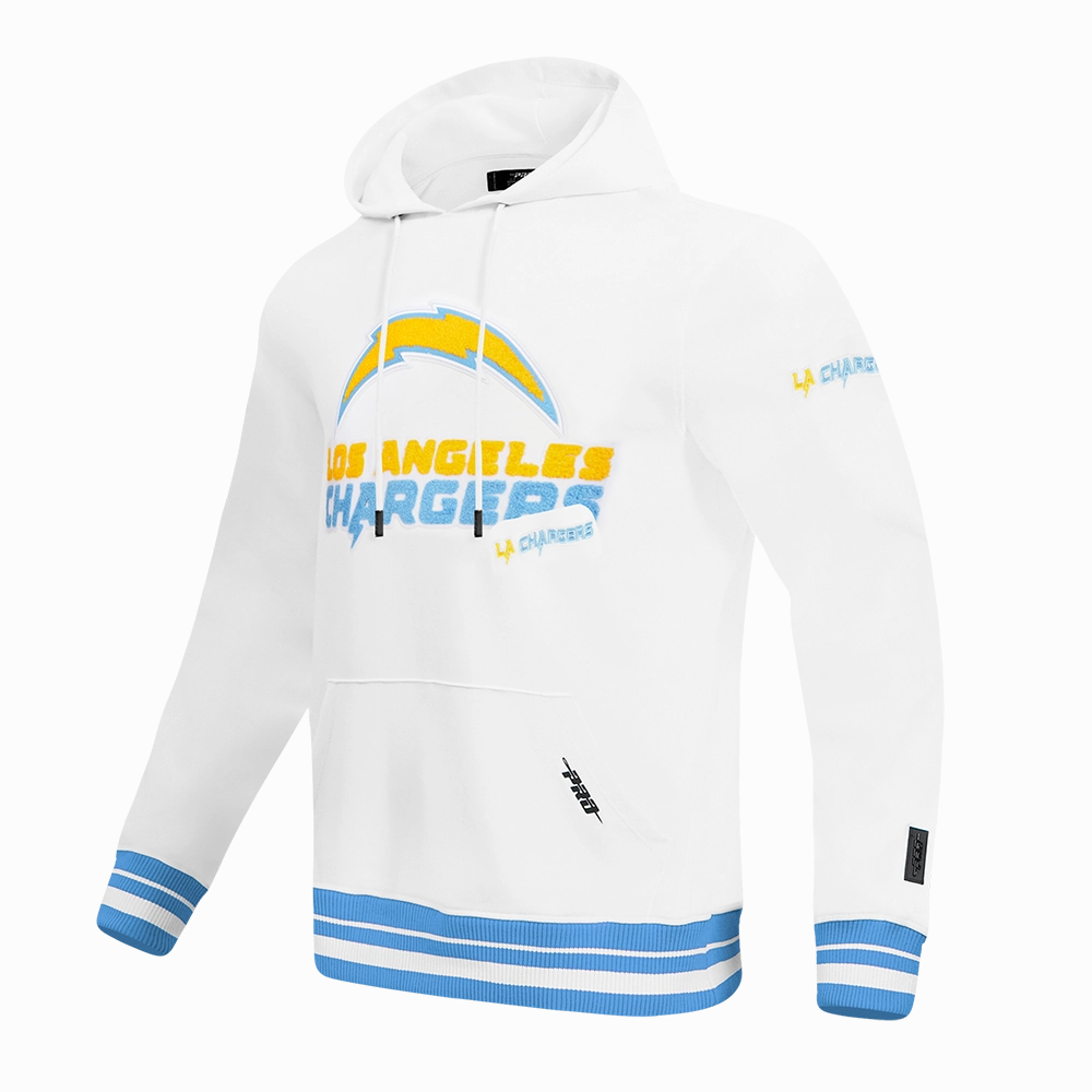 NFL LOS ANGELES CHARGERS MASHUP MEN'S RIB PO HOODIE (WHITE/UNIVERSITY BLUE)