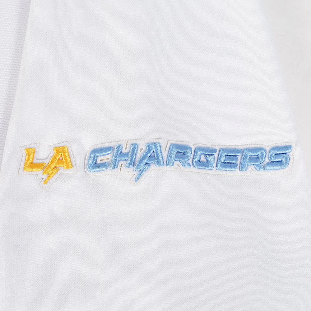 NFL LOS ANGELES CHARGERS MASHUP MEN'S RIB PO HOODIE (WHITE/UNIVERSITY BLUE)