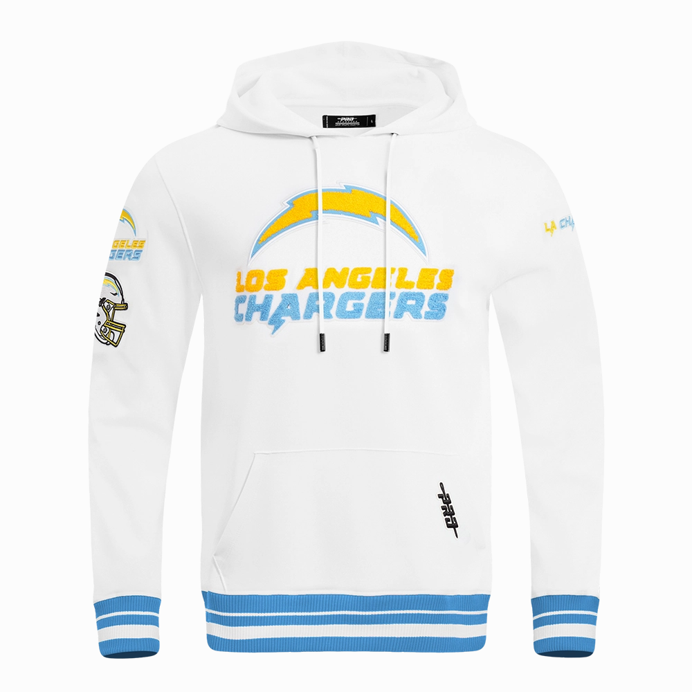 NFL LOS ANGELES CHARGERS MASHUP MEN'S RIB PO HOODIE (WHITE/UNIVERSITY BLUE)