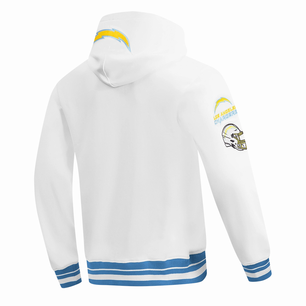 NFL LOS ANGELES CHARGERS MASHUP MEN'S RIB PO HOODIE (WHITE/UNIVERSITY BLUE)
