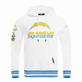 NFL LOS ANGELES CHARGERS MASHUP MEN'S RIB PO HOODIE (WHITE/UNIVERSITY BLUE)