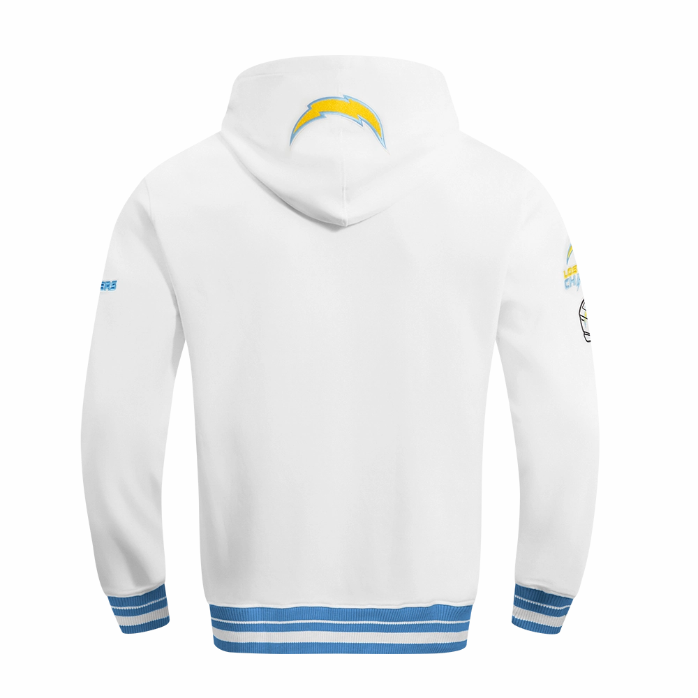 NFL LOS ANGELES CHARGERS MASHUP MEN'S RIB PO HOODIE (WHITE/UNIVERSITY BLUE)