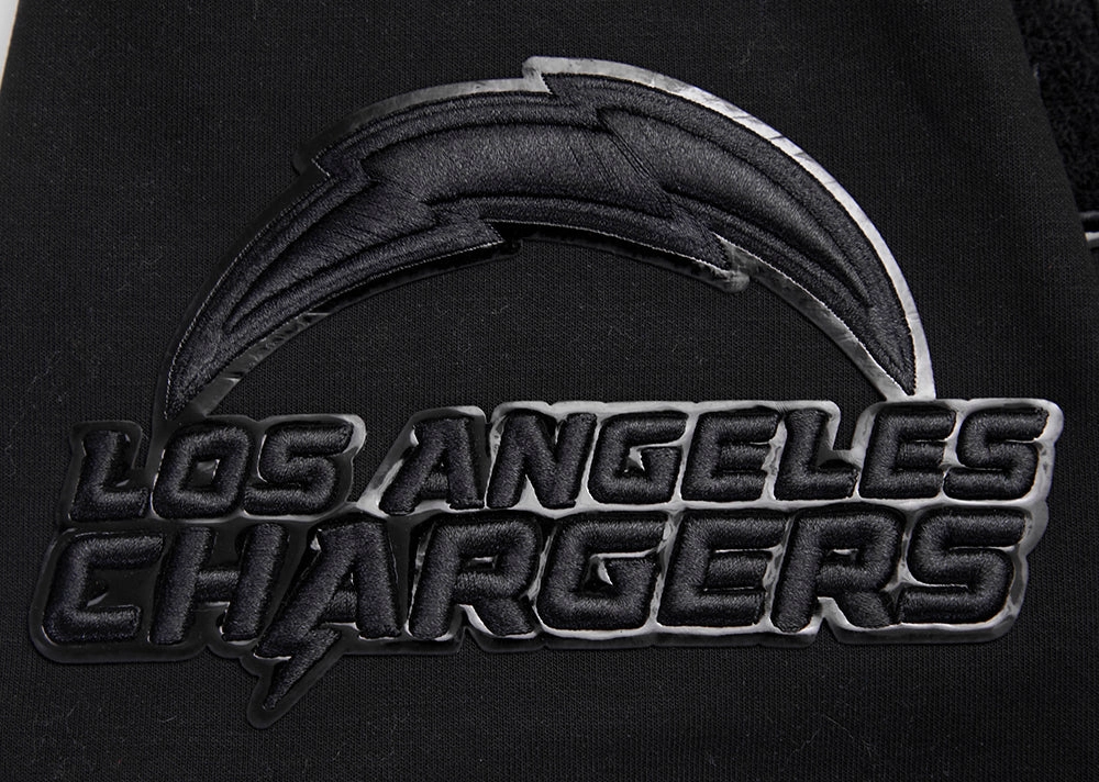 NFL LOS ANGELES CHARGERS TRIPLE BLACK MEN'S DOUBLE KNIT PULLOVER HOODIE (TRIPLE BLACK MEN'S)