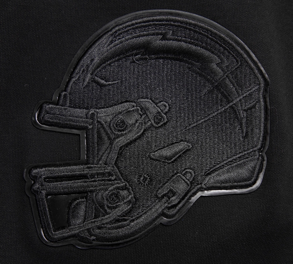 NFL LOS ANGELES CHARGERS TRIPLE BLACK MEN'S DOUBLE KNIT PULLOVER HOODIE (TRIPLE BLACK MEN'S)