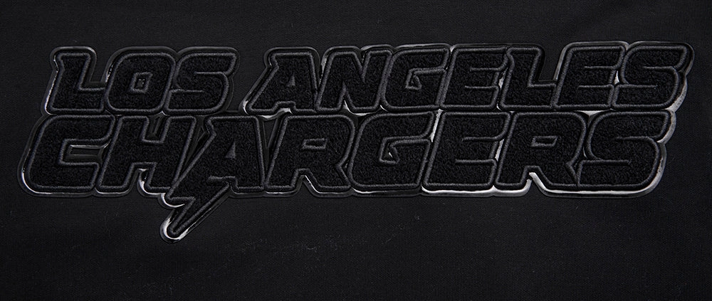 NFL LOS ANGELES CHARGERS TRIPLE BLACK MEN'S DOUBLE KNIT PULLOVER HOODIE (TRIPLE BLACK MEN'S)