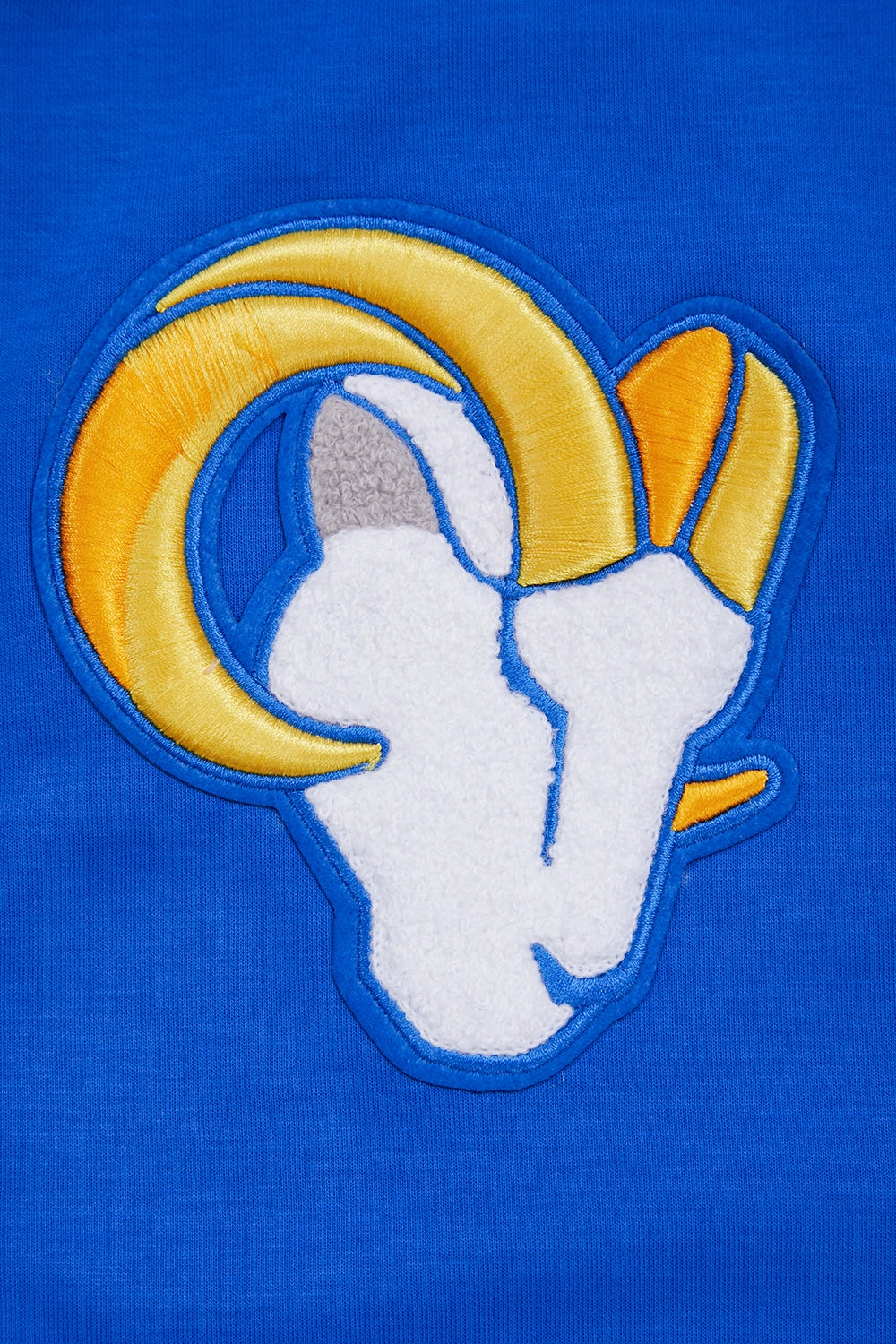 NFL LOS ANGELES RAMS CLASSIC CHENILLE MEN'S DOUBLE KNIT  FULL ZIP HOODIE (ROYAL BLUE)