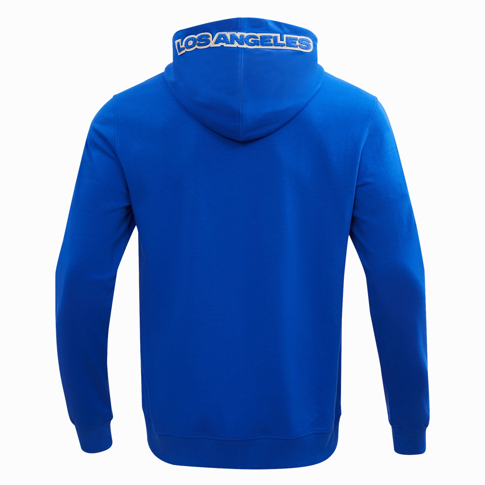 NFL LOS ANGELES RAMS CLASSIC CHENILLE MEN'S DOUBLE KNIT  FULL ZIP HOODIE (ROYAL BLUE)