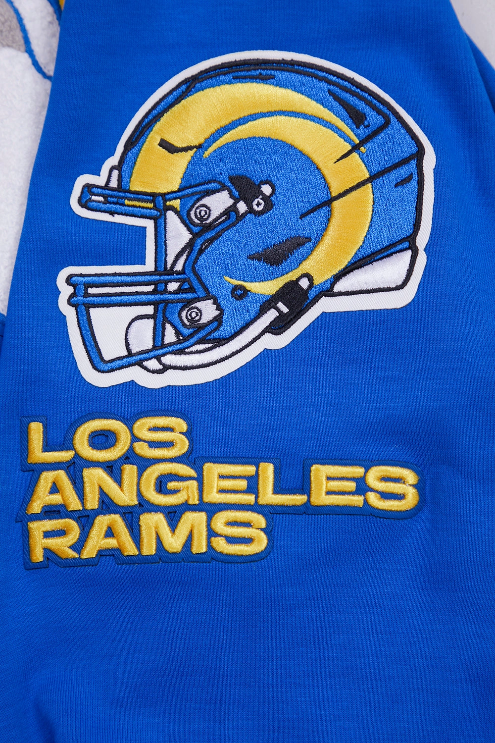 NFL LOS ANGELES RAMS CLASSIC CHENILLE MEN'S DOUBLE KNIT  FULL ZIP HOODIE (ROYAL BLUE)