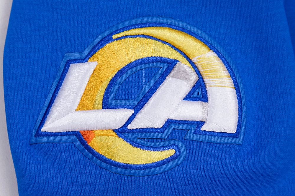 NFL LOS ANGELES RAMS CLASSIC CHENILLE MEN'S DOUBLE KNIT  FULL ZIP HOODIE (ROYAL BLUE)