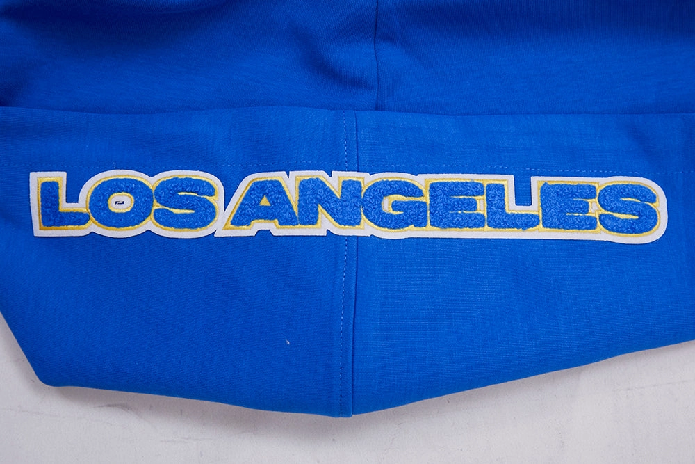 NFL LOS ANGELES RAMS CLASSIC CHENILLE MEN'S DOUBLE KNIT  FULL ZIP HOODIE (ROYAL BLUE)